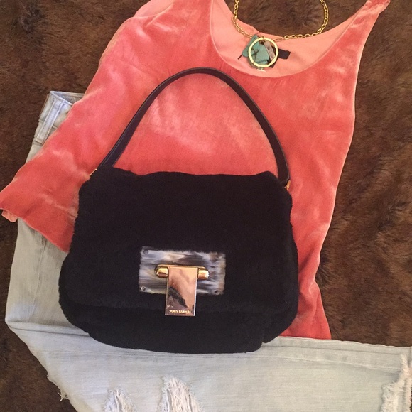 Tory Burch Handbags - 🔥 Tory Burch Rare Find Sheared Sheep Fur Navy Bag